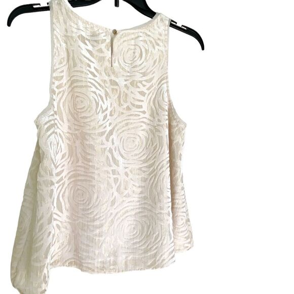 A New Day Cream White Floral Velvet Sleeveless Tank Top Blouse Size Small - Picture 9 of 10
